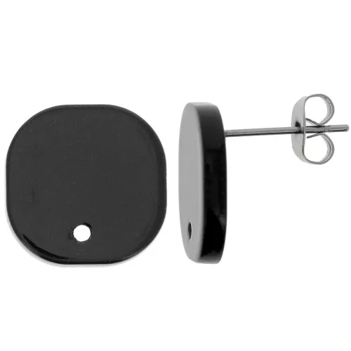 Pendientes cuadrados redondeados de acrílico opaco 15 mm - Negro x2