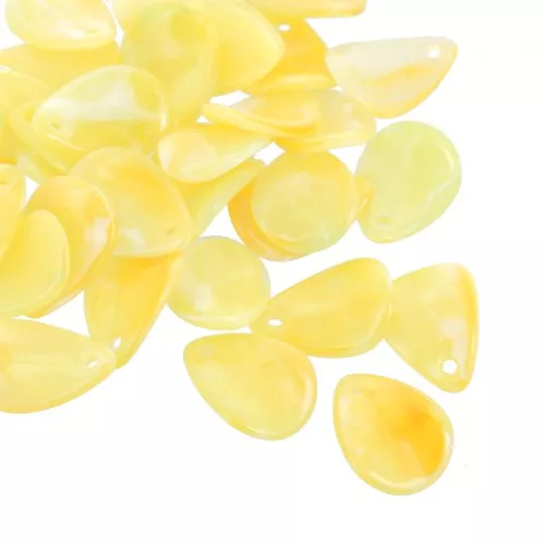 Lentejuelas de pétalos de flores curvados de 17 mm en acrílico - Amarillo jaspeado x15