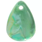 Lentejuelas de pétalos de flores curvados de 17 mm en acrílico - jaspeado multiverde x15