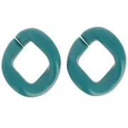 Eslabón acrílico trenzado ovalado 39x34 mm - Azul pato opaco satinado x1