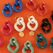 Eslabón acrílico trenzado ovalado 39x34 mm - Azul pato opaco satinado x1