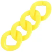 Eslabón acrílico trenzado ovalado 39x34 mm - Amarillo fluorescente x1