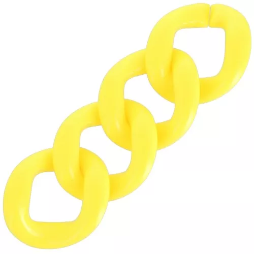 Eslabón acrílico trenzado ovalado 39x34 mm - Amarillo fluorescente x1