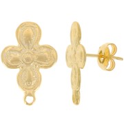 Pendientes flor 20,5x14 mm con anilla cerrada - Dorado con oro fino x2