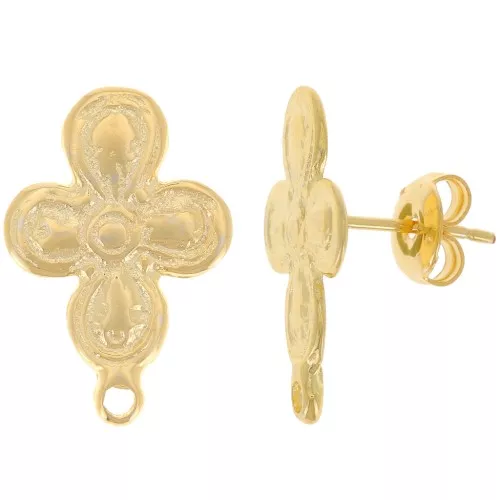 Pendientes flor 20,5x14 mm con anilla cerrada - Dorado con oro fino x2