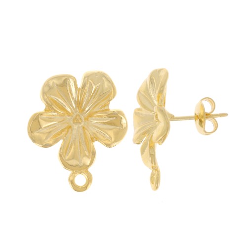 Pendientes Flor 18 mm con anilla cerrada - Dorado x2