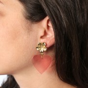 Pendientes Flor 18 mm con anilla cerrada - Dorado x2