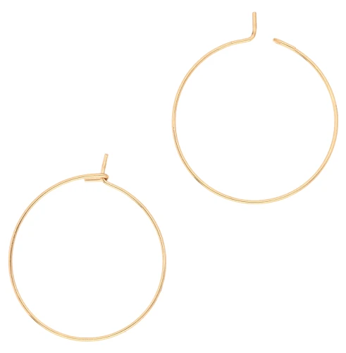Pendientes de aro finos para decorar, 34 mm - Acero inoxidable 316L dorado x2