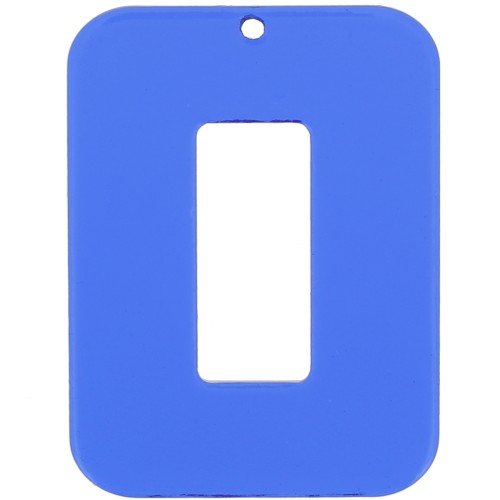 Colgante rectángulo calado acrílico transparente 40x30 mm - Azul eléctrico x1