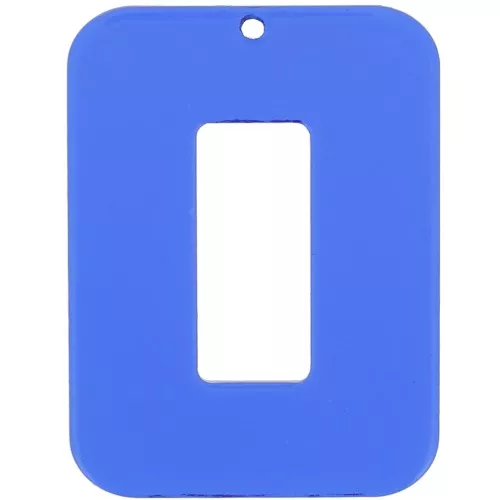 Colgante rectángulo hueco acrílico transparente 40x30 mm - Azul eléctrico x1