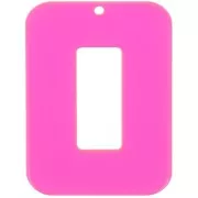 Colgante rectángulo calado acrílico transparente 40x30 mm - Rosa - naranja neón