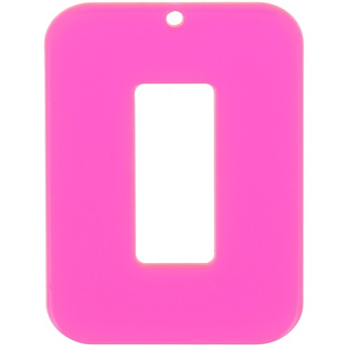Colgante rectángulo hueco acrílico transparente 40x30 mm - Rosa - Naranja fluorescente
