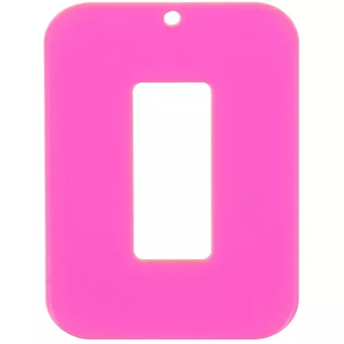 Colgante rectángulo hueco acrílico transparente 40x30 mm - Rosa - Naranja fluorescente