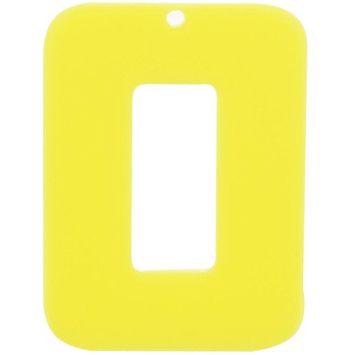 Colgante calado rectangular de acrílico opaco 40x30 mm - Amarillo fluorescente x1