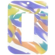 Colgante Rectángulo Acetato 40x30 mm - Violeta Abstracto - Salmón x1