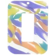 Colgante Rectángulo Acetato 40x30 mm - Violeta Abstracto - Salmón x1