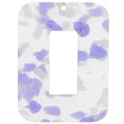 Colgante rectangular de acetato 40x30 mm - Violeta terrazo - Blanco nacarado x1