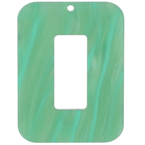 Colgante rectángulo de acetato 40x30 mm - Perla verde jaspeada x1