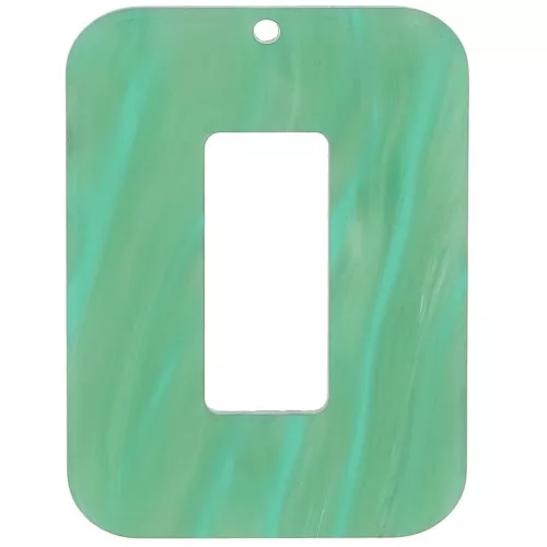 Colgante rectángulo de acetato 40x30 mm - Perla verde jaspeada x1