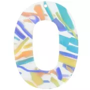 Naranja - Colgante Hueco Ovalado de Acetato 47x34 mm - Violeta Abstracto - Salmón x1 Colgante Hueco Ovalado de Acetato 47x34 mm - Violeta Abstracto - Salmón x1