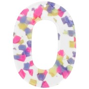 Colgante Hueco Ovalado de Acetato 47x34 mm - Vainilla Terrazzo - Rosa Pastel x1