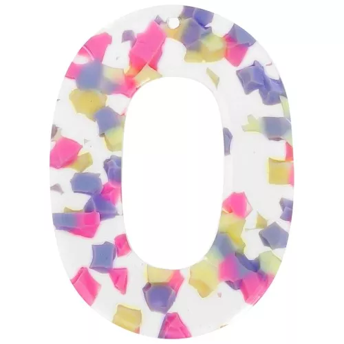 Colgante Hueco Ovalado de Acetato 47x34 mm - Vainilla Terrazzo - Rosa Pastel x1