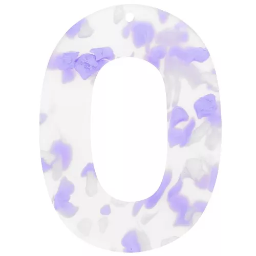 Colgante hueco ovalado de acetato 47x34 mm - Violeta terrazo - Blanco nacarado x1