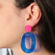 Colgante hueco ovalado de acetato 47x34 mm - Violeta terrazo - Blanco nacarado x1