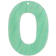 Colgante hueco ovalado de acetato 47x34 mm - Perla verde jaspeada x1