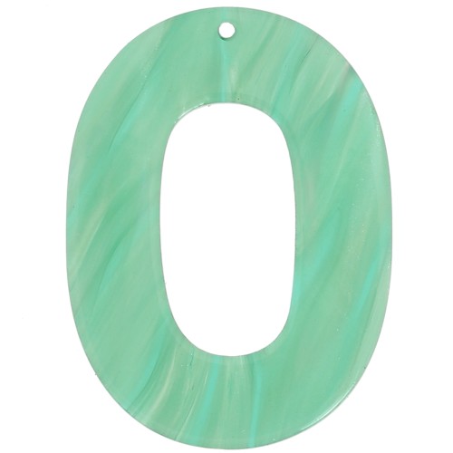 Colgante hueco ovalado de acetato 47x34 mm - Perla verde jaspeada x1