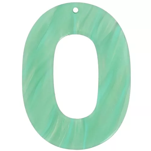 Colgante hueco ovalado de acetato 47x34 mm - Perla verde jaspeada x1