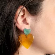 Colgante corazón acrílico transparente 31x32 mm - Amarillo x1