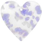 Colgante Corazón Acetato 31x32 mm - Violeta Terrazzo - Blanco Nacarado x1|raw }}