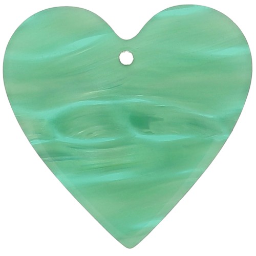 Colgante corazón acetato 31x32 mm - Perla verde jaspeada x1