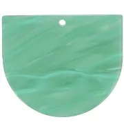 Colgante media luna acetato 29x33 mm - Perla verde jaspeada x1