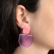 Colgante acrílico transparente media luna 29x33 mm - Violeta x1