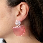 Colgante acrílico transparente media luna 29x33 mm - Rosa x1