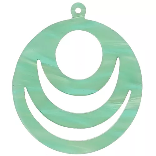 Colgante redondo calado de acetato 30 mm - Mármol nacarado multiverde x1