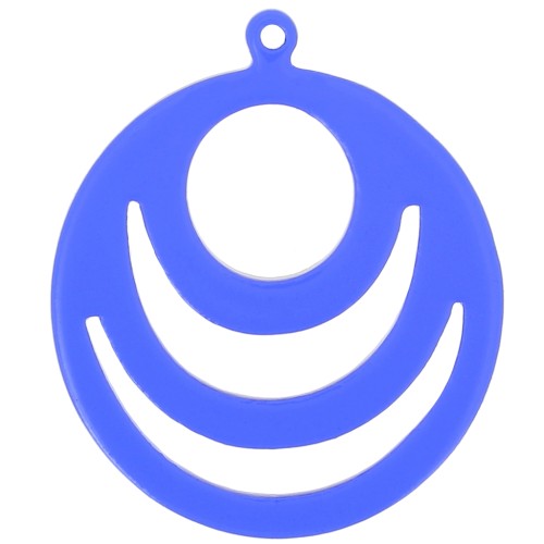 Colgante redondo calado de acrílico transparente 30 mm - Azul eléctrico x1