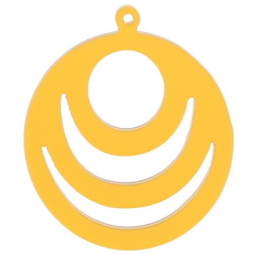 Colgante redondo calado en acrílico transparente 30 mm - Amarillo x1