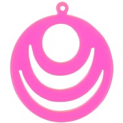 Colgante redondo calado en acrílico transparente 30 mm - Rosa - naranja neón x1