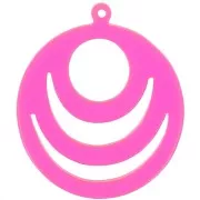 Colgante redondo calado en acrílico transparente 30 mm - Rosa - naranja neón x1