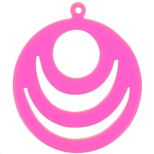 Colgante redondo calado en acrílico transparente 30 mm - Rosa - naranja neón x1