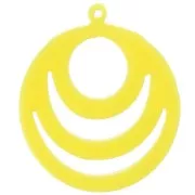 Colgante redondo calado de acrílico opaco 30 mm - Amarillo fluorescente x1