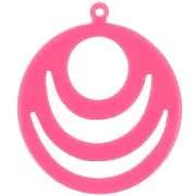 Colgante redondo calado en acrílico opaco 30 mm - Fucsia x1