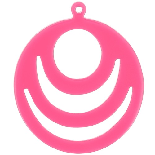 Colgante redondo calado en acrílico opaco 30 mm - Fucsia x1