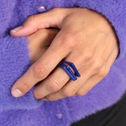 Anillo plano de acetato opaco - Talla 53 - Azul oscuro nacarado mármol x1