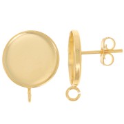 Pendientes para cabujón placa posterior 14mm - óvalo abierto - Dorado oro fino x2|raw }}
