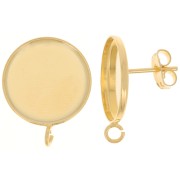 Pendientes para cabujón de dorso plano 16mm - Anilla abierta - Dorado oro fino x2