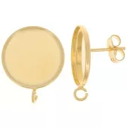 Pendientes para cabujón de dorso plano 16mm - Anilla abierta - Dorado oro fino x2